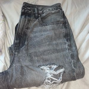 AE black ripped mom jeans